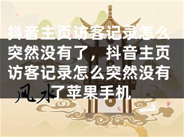 抖音主頁訪客記錄怎么突然沒有了，抖音主頁訪客記錄怎么突然沒有了蘋果手機