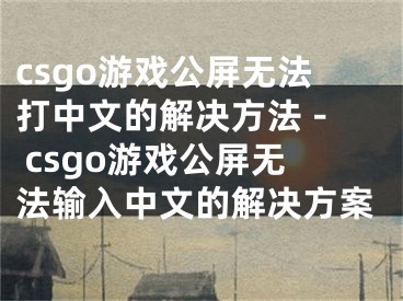 csgo游戲公屏無法打中文的解決方法 - csgo游戲公屏無法輸入中文的解決方案