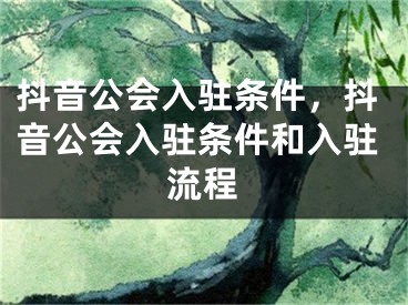 抖音公會(huì)入駐條件，抖音公會(huì)入駐條件和入駐流程