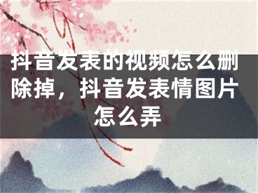 抖音發(fā)表的視頻怎么刪除掉，抖音發(fā)表情圖片怎么弄