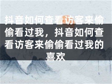 抖音如何查看訪客來(lái)偷偷看過(guò)我，抖音如何查看訪客來(lái)偷偷看過(guò)我的喜歡