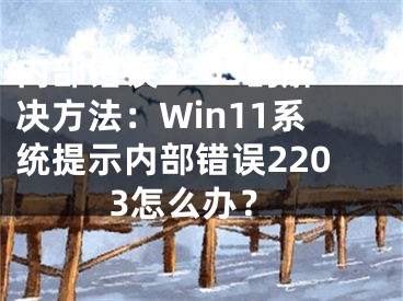 內(nèi)部錯誤2203的解決方法：Win11系統(tǒng)提示內(nèi)部錯誤2203怎么辦？