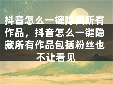 抖音怎么一鍵隱藏所有作品，抖音怎么一鍵隱藏所有作品包括粉絲也不讓看見