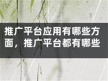 推廣平臺應(yīng)用有哪些方面，推廣平臺都有哪些