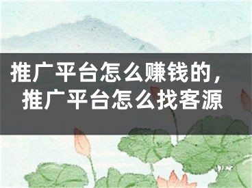 推廣平臺(tái)怎么賺錢的，推廣平臺(tái)怎么找客源