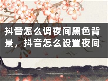 抖音怎么調(diào)夜間黑色背景，抖音怎么設(shè)置夜間