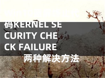 Win10藍(lán)屏終止代碼KERNEL SECURITY CHECK FAILURE兩種解決方法