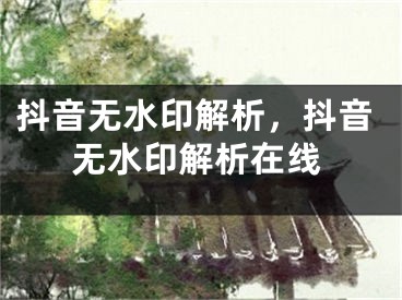 抖音無水印解析，抖音無水印解析在線