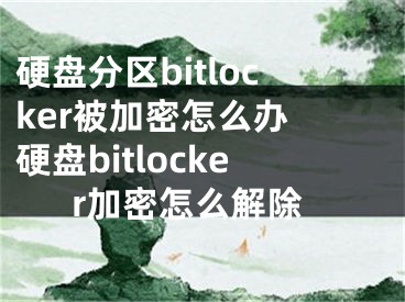 硬盤分區(qū)bitlocker被加密怎么辦 硬盤bitlocker加密怎么解除