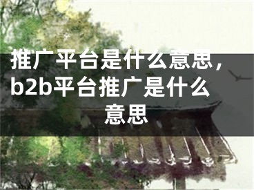 推廣平臺是什么意思，b2b平臺推廣是什么意思