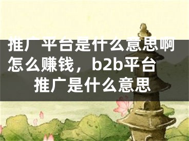 推廣平臺(tái)是什么意思啊怎么賺錢，b2b平臺(tái)推廣是什么意思