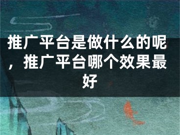 推廣平臺是做什么的呢，推廣平臺哪個效果最好