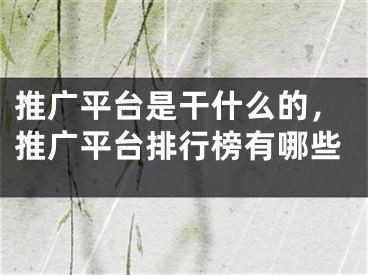 推廣平臺(tái)是干什么的，推廣平臺(tái)排行榜有哪些