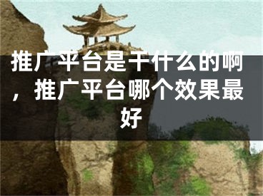 推廣平臺(tái)是干什么的啊，推廣平臺(tái)哪個(gè)效果最好