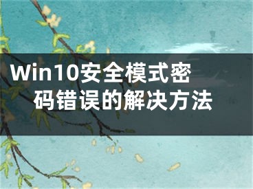 Win10安全模式密碼錯誤的解決方法