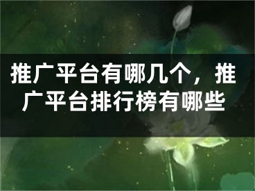 推廣平臺(tái)有哪幾個(gè)，推廣平臺(tái)排行榜有哪些