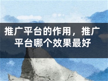 推廣平臺(tái)的作用，推廣平臺(tái)哪個(gè)效果最好