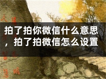 拍了拍你微信什么意思，拍了拍微信怎么設(shè)置