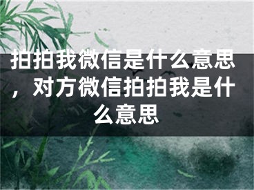 拍拍我微信是什么意思，對方微信拍拍我是什么意思