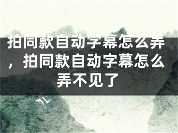 拍同款自動字幕怎么弄，拍同款自動字幕怎么弄不見了