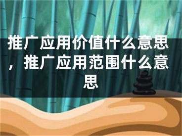 推廣應(yīng)用價值什么意思，推廣應(yīng)用范圍什么意思