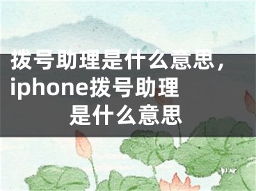 撥號助理是什么意思，iphone撥號助理是什么意思