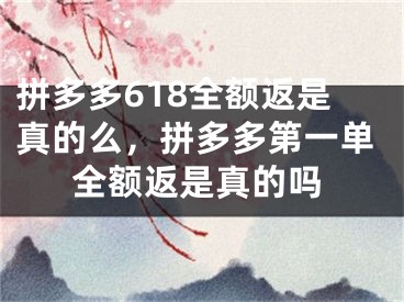 拼多多618全額返是真的么，拼多多第一單全額返是真的嗎