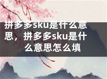 拼多多sku是什么意思，拼多多sku是什么意思怎么填