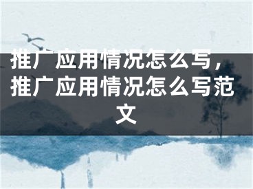 推廣應(yīng)用情況怎么寫，推廣應(yīng)用情況怎么寫范文