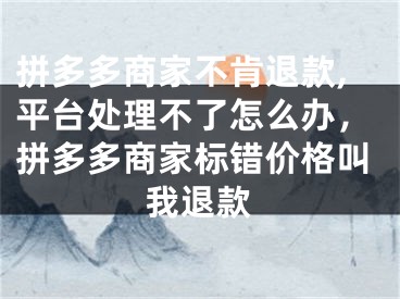 拼多多商家不肯退款,平臺處理不了怎么辦，拼多多商家標(biāo)錯價格叫我退款