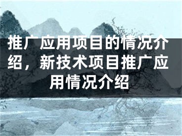 推廣應(yīng)用項目的情況介紹，新技術(shù)項目推廣應(yīng)用情況介紹