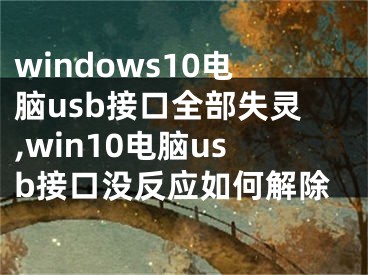 windows10電腦usb接口全部失靈,win10電腦usb接口沒反應(yīng)如何解除