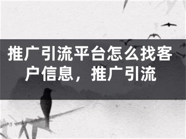 推廣引流平臺怎么找客戶信息，推廣引流