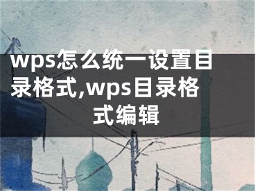 wps怎么統(tǒng)一設(shè)置目錄格式,wps目錄格式編輯