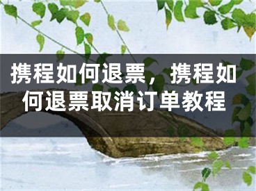 攜程如何退票，攜程如何退票取消訂單教程