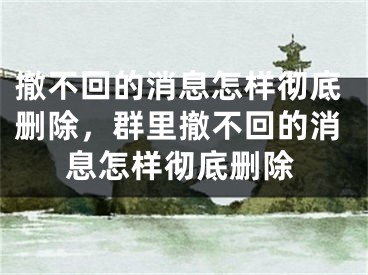 撤不回的消息怎樣徹底刪除，群里撤不回的消息怎樣徹底刪除