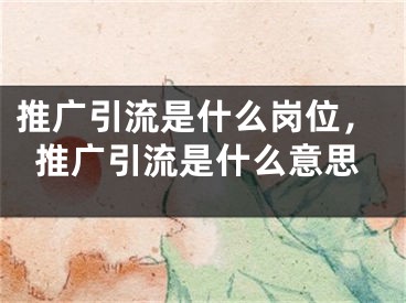 推廣引流是什么崗位，推廣引流是什么意思