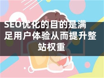 SEO優(yōu)化的目的是滿足用戶體驗從而提升整站權重