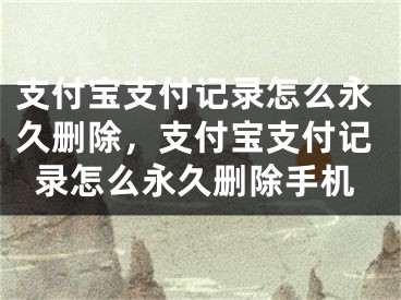 支付寶支付記錄怎么永久刪除，支付寶支付記錄怎么永久刪除手機(jī)