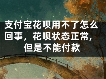 支付寶花唄用不了怎么回事，花唄狀態(tài)正常,但是不能付款