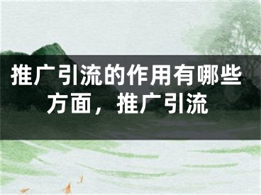 推廣引流的作用有哪些方面，推廣引流