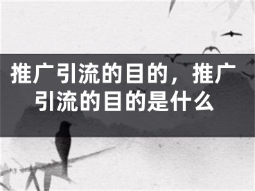 推廣引流的目的，推廣引流的目的是什么