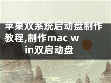 蘋果雙系統(tǒng)啟動盤制作教程,制作mac win雙啟動盤