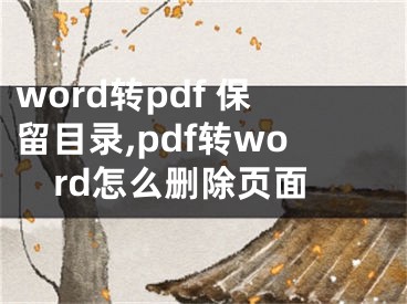 word轉(zhuǎn)pdf 保留目錄,pdf轉(zhuǎn)word怎么刪除頁(yè)面