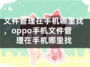 文件管理在手機哪里找，oppo手機文件管理在手機哪里找