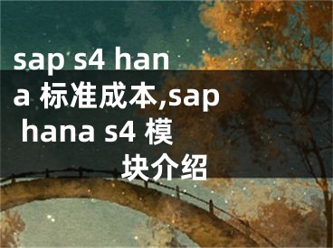 sap s4 hana 標(biāo)準(zhǔn)成本,sap hana s4 模塊介紹