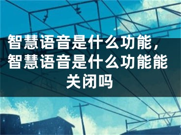 智慧語(yǔ)音是什么功能，智慧語(yǔ)音是什么功能能關(guān)閉嗎