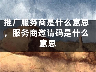 推廣服務(wù)商是什么意思，服務(wù)商邀請(qǐng)碼是什么意思