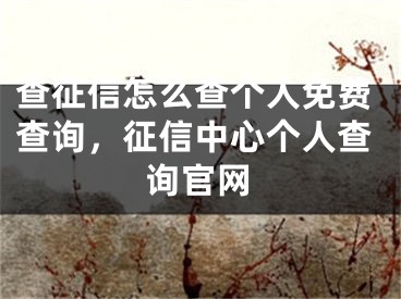 查征信怎么查個人免費查詢，征信中心個人查詢官網(wǎng)