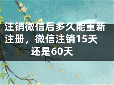 注銷微信后多久能重新注冊，微信注銷15天還是60天